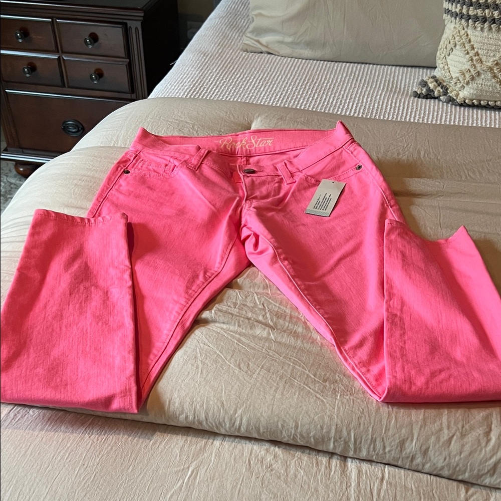Old Navy Bright Pink Women's Rock Star Straight Leg Jeans